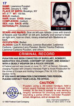 1993 Federal Wanted By FBI #17 Lawrence Pusateri Back