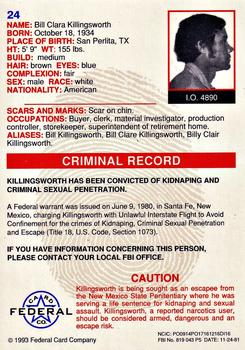 1993 Federal Wanted By FBI #24 Bill Clara Killingsworth Back