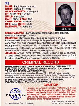 1993 Federal Wanted By FBI #71 Paul Joseph Harmon Back