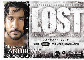 2010 Rittenhouse Lost Seasons 1 thru 5 - Promo #P7 Naveen Andrews Back
