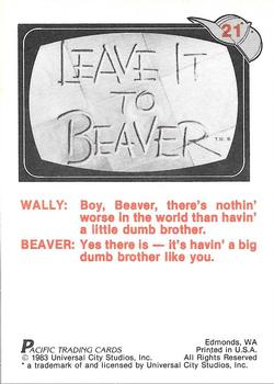 1983 Pacific Leave It To Beaver #21 Beav, you sure get a lot of fun out of doin' nothin'. - Wally Back