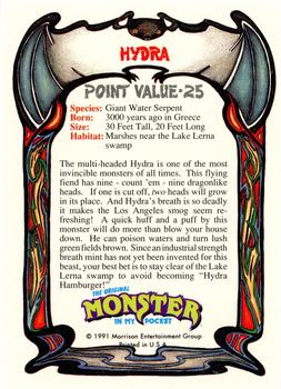 1991 Topps Monster in My Pocket (US Edition) - Hobby Version (No Card Numbers) #NNO Hydra Back