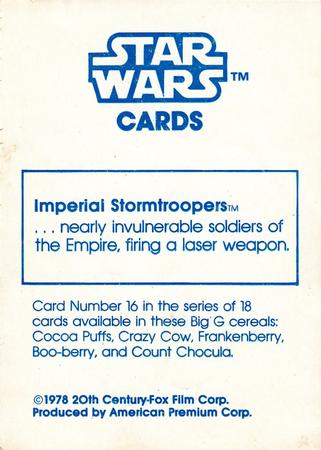 1978 General Mills Star Wars #16 Stormtroopers Back