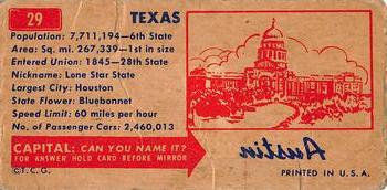 1953 Topps License Plates (R714-13) #29 Texas Back