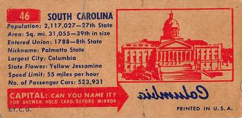 1953 Topps License Plates (R714-13) #46 South Carolina Back
