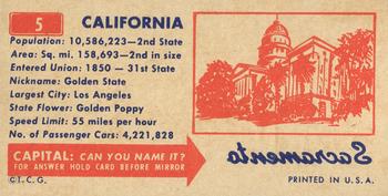 1953 Topps License Plates (R714-13) #5 California Back