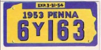 1953 Topps License Plates (R714-13) #7 Pennsylvania Front