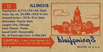 1953 Topps License Plates (R714-13) #12 Illinois Back