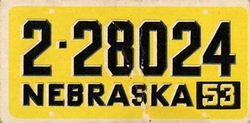 1953 Topps License Plates (R714-13) #16 Nebraska Front