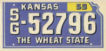 1953 Topps License Plates (R714-13) #22 Kansas Front