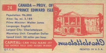 1953 Topps License Plates (R714-13) #24 Prince Edward Island Back