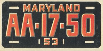 1953 Topps License Plates (R714-13) #30 Maryland Front