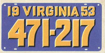 1953 Topps License Plates (R714-13) #32 Virginia Front