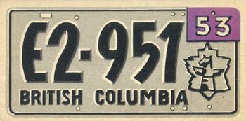 1953 Topps License Plates (R714-13) #55 British Columbia Front