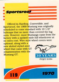 1994 Performance Years Mustang Cards II (30 Years) #119 1970 Sportsroof Back