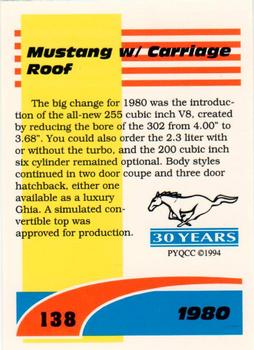 1994 Performance Years Mustang Cards II (30 Years) #138 1980 2-Door Back