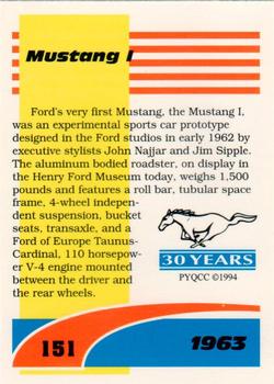 1994 Performance Years Mustang Cards II (30 Years) #151 Mustang I Back
