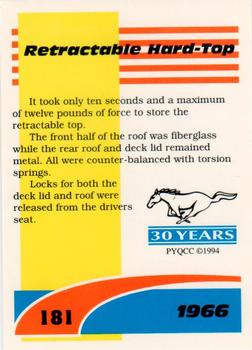 1994 Performance Years Mustang Cards II (30 Years) #181 1966 Retractable Back