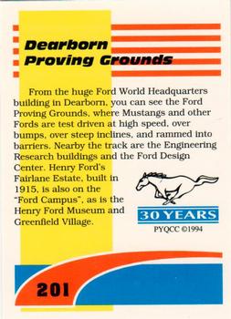 1994 Performance Years Mustang Cards II (30 Years) #201 Proving Grounds Back