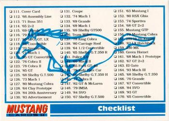 1994 Performance Years Mustang Cards II (30 Years) #210 Checklist Front