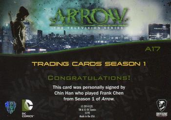 2015 Cryptozoic Arrow: Season 1 - Autographs #A17 Chin Han Back