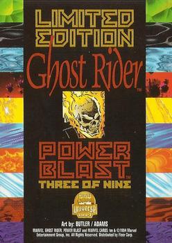1994 Fleer Marvel Universe - Power Blast Gold #3 Ghost Rider Back