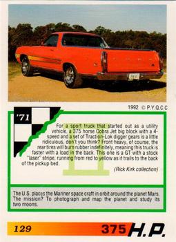 1992 PYQCC Muscle Cards II #129 1971 Ford Ranchero GT Back