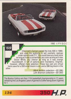1992 PYQCC Muscle Cards II #134 1969 Chevrolet Camaro Convertible Back