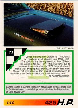 1992 PYQCC Muscle Cards II #140 1971 Dodge Charger R/T Back