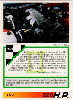 1992 PYQCC Muscle Cards II #152 1988 Chevrolet Camaro IROC-Z Back