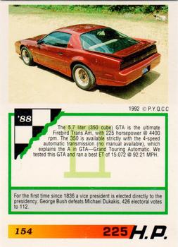1992 PYQCC Muscle Cards II #154 1988 Pontiac Trans Am GTA Back