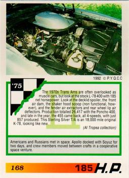 1992 PYQCC Muscle Cards II #168 1975 Pontiac Trans Am Back