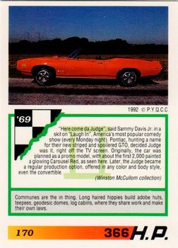 1992 PYQCC Muscle Cards II #170 1969 Pontiac GTO Judge Back