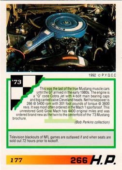 1992 PYQCC Muscle Cards II #177 1973 Ford Mustang Mach 1 Back