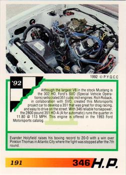 1992 PYQCC Muscle Cards II #191 1992 Ford Mustang Back