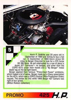 1992 PYQCC Muscle Cards II #5 69 Berger 427 Camaro Back