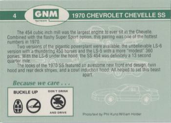 1992 GNM Road Warriors #4 1970 Chevrolet Chevelle SS Back