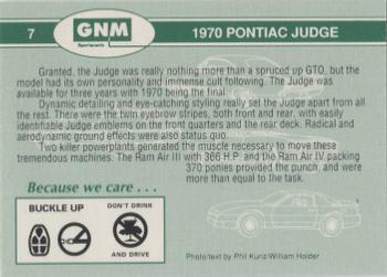 1992 GNM Road Warriors #7 1970 Pontiac Judge Back