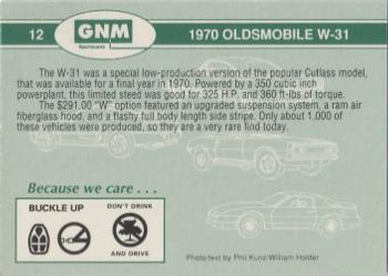 1992 GNM Road Warriors #12 1970 Oldsmobile W-31 Back