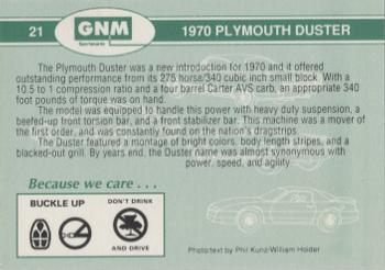 1992 GNM Road Warriors #21 1970 Plymouth Duster Back