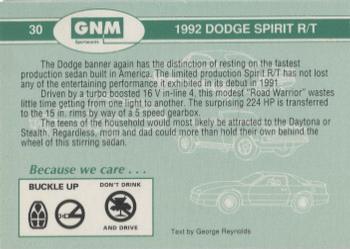 1992 GNM Road Warriors #30 1992 Dodge Spirit RT Back