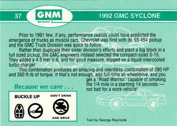 1992 GNM Road Warriors #37 1992 GMC Syclone Back