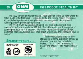 1992 GNM Road Warriors #39 1992 Dodge Stealth RT Back