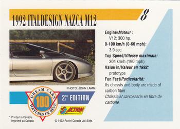 1992 Panini Dream Cars 2nd Edition #8 1992 Italdesign Nazca M12 Back