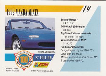 1992 Panini Dream Cars 2nd Edition #19 1992 Mazda Miata Back