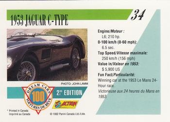 1992 Panini Dream Cars 2nd Edition #34 1953 Jaguar C-Type Back