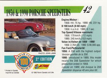 1992 Panini Dream Cars 2nd Edition #42 1956 & 1990 Porsche Speedsters Back