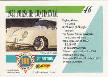 1992 Panini Dream Cars 2nd Edition #46 1955 Porsche Continental Back