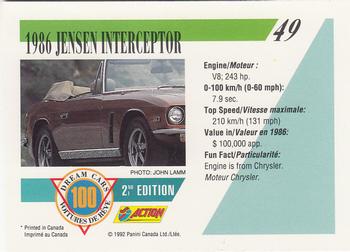 1992 Panini Dream Cars 2nd Edition #49 1986 Jensen Interceptor Back