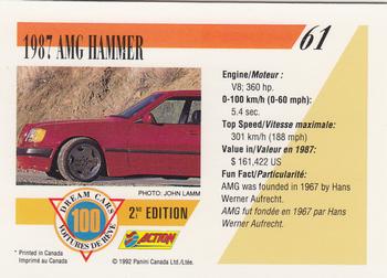 1992 Panini Dream Cars 2nd Edition #61 1987 AMG Hammer Back